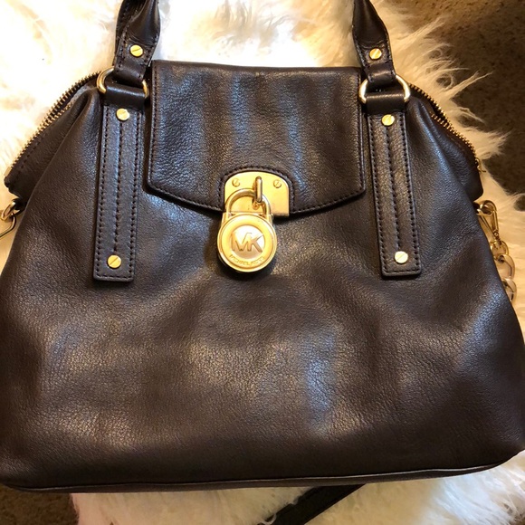michael kors dark brown leather purse